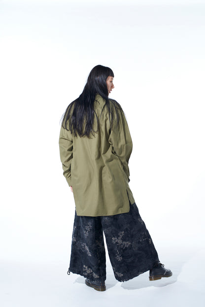 COTTON/TENCEL BROAD RIBBON COLLAR SHIRT