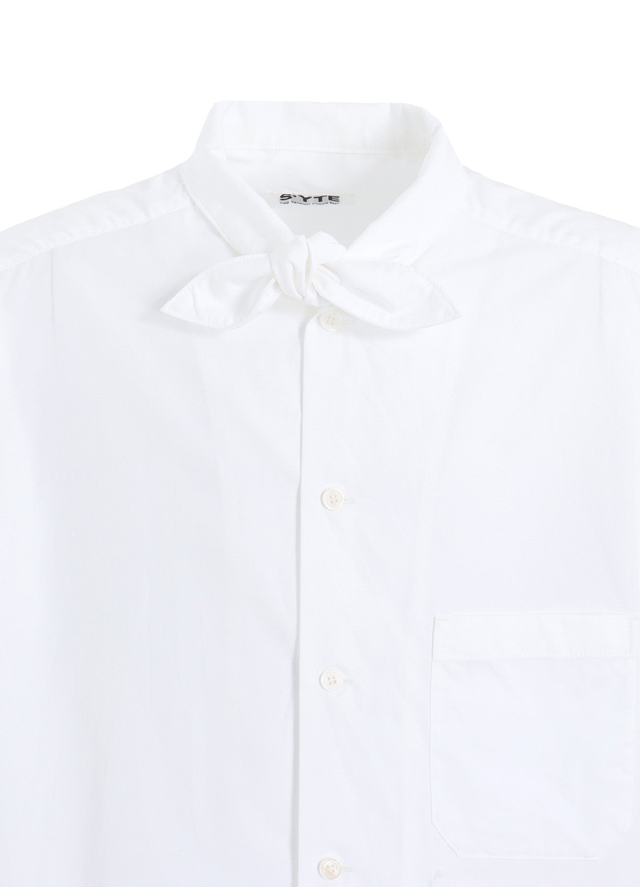 COTTON BROAD RIBBON COLLAR SHIRT