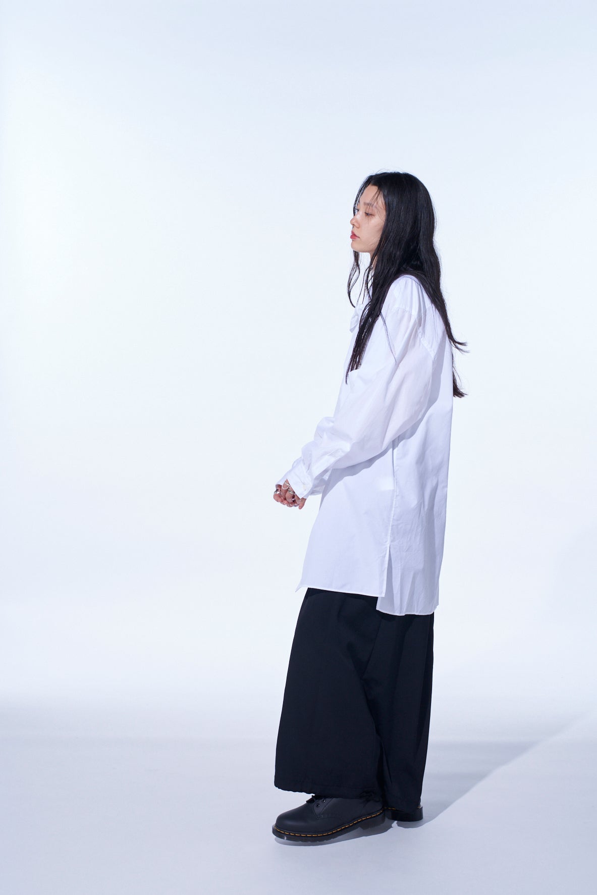 COTTON BROAD RIBBON COLLAR SHIRT