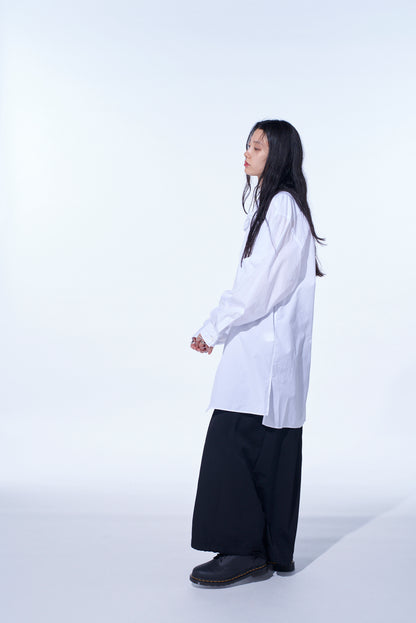 COTTON BROAD RIBBON COLLAR SHIRT