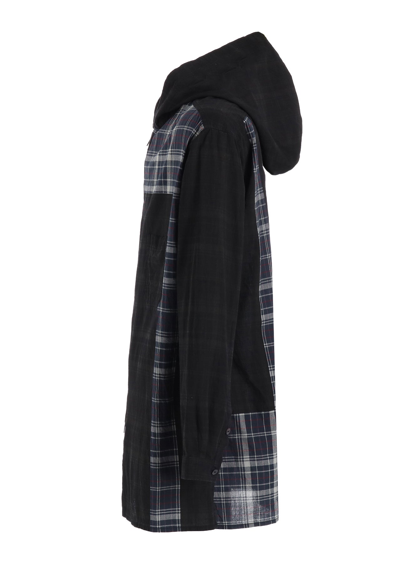 MADRAS CHECK PIGMENT PRINT HOODED SHIRT