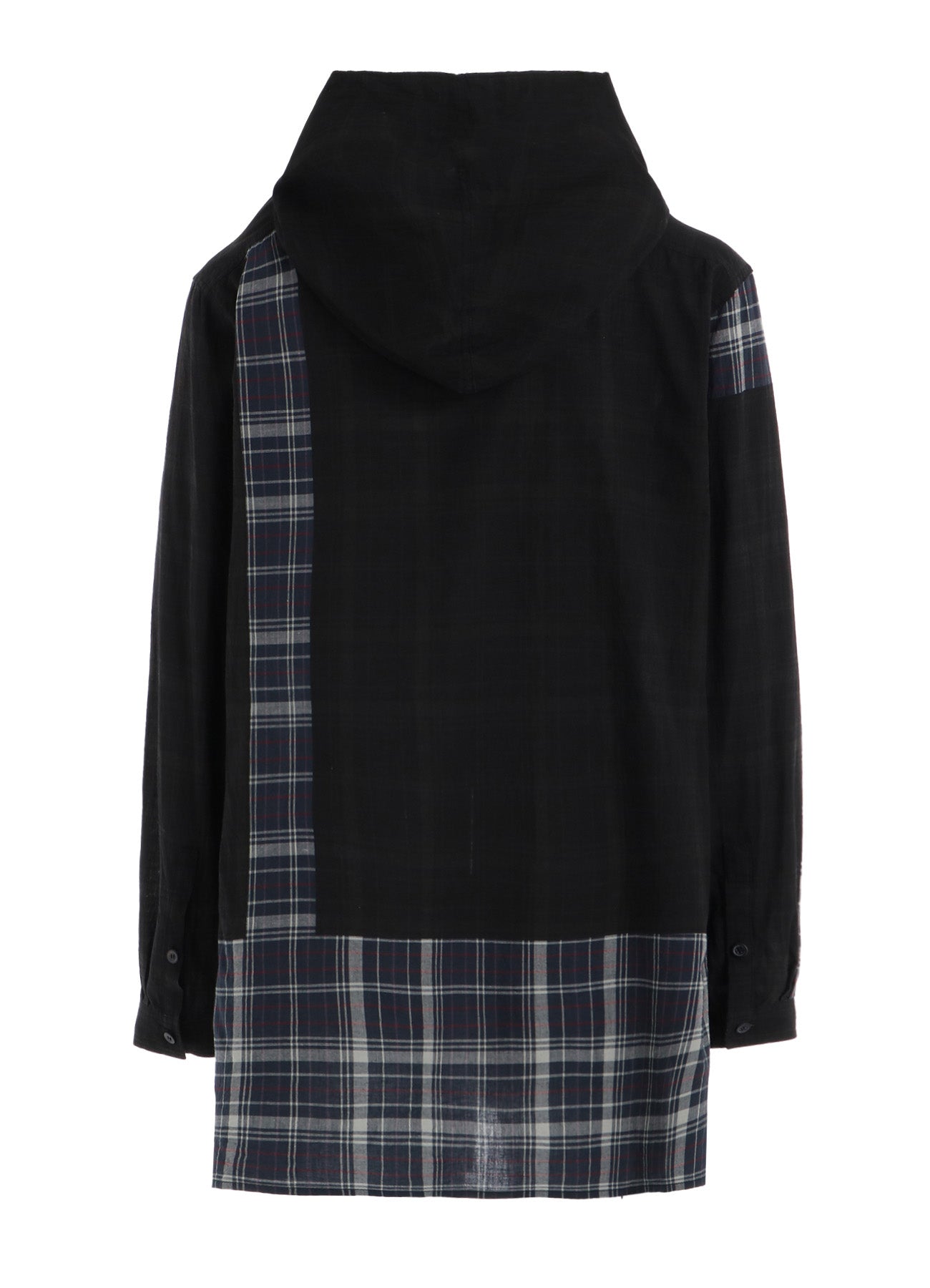 MADRAS CHECK PIGMENT PRINT HOODED SHIRT