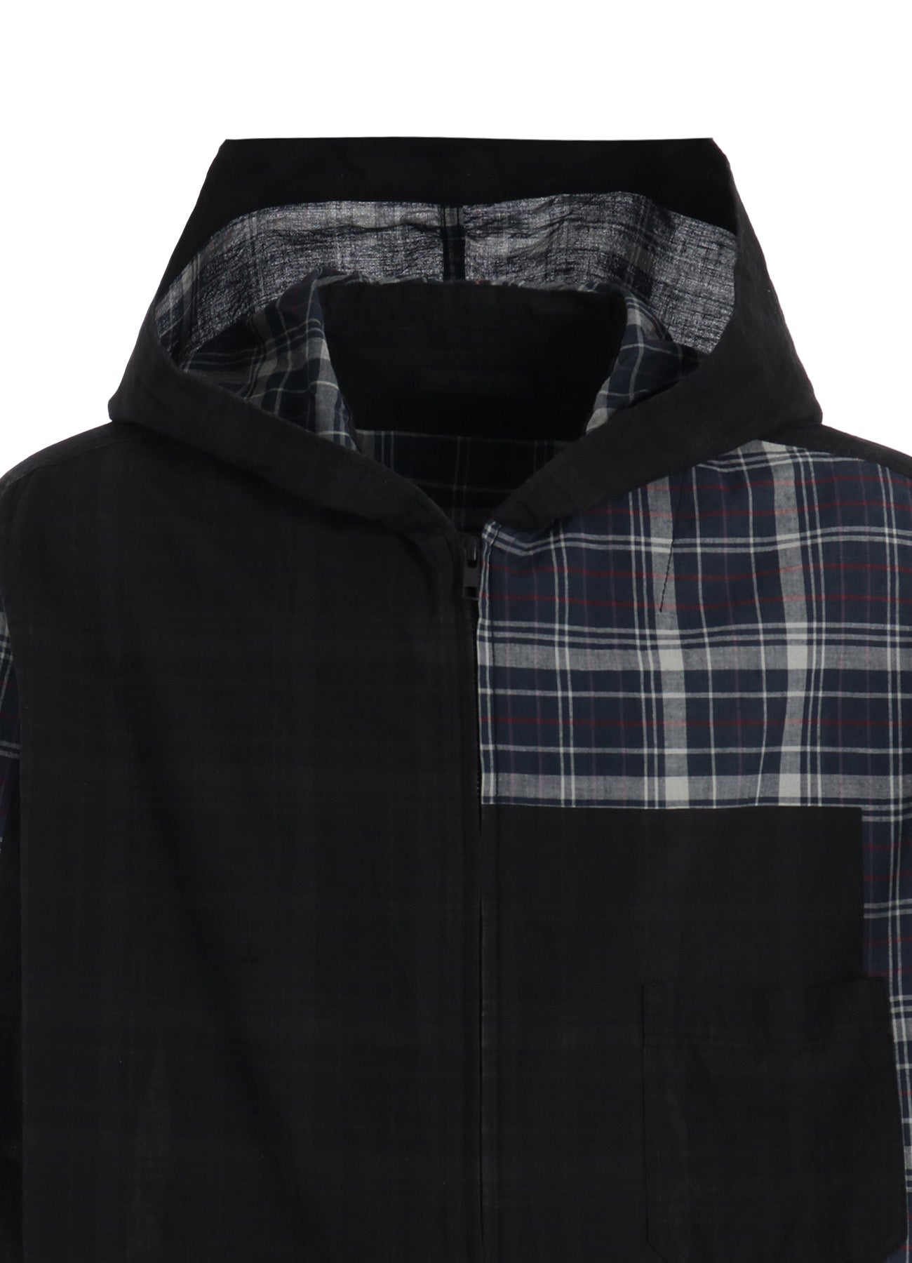 MADRAS CHECK PIGMENT PRINT HOODED SHIRT