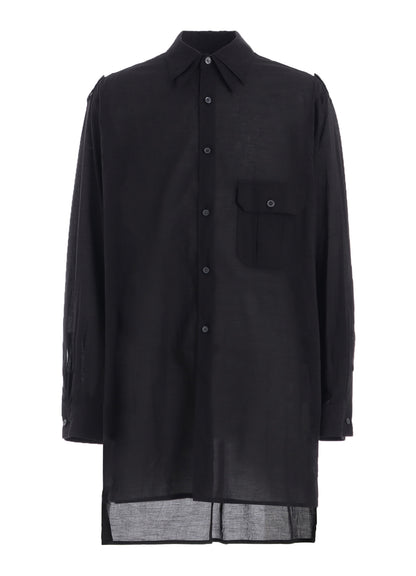 COTTON SILK LOAN OVERSIZED DOUBLE COLLAR MILITARY SHIRT