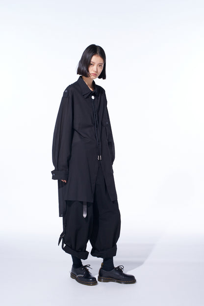 COTTON SILK LOAN OVERSIZED DOUBLE COLLAR MILITARY SHIRT