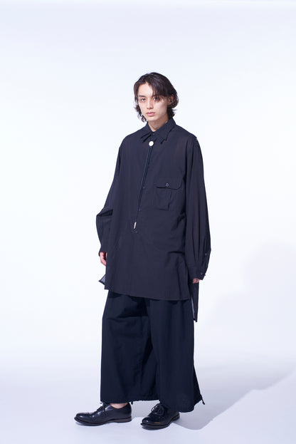 COTTON SILK LOAN OVERSIZED DOUBLE COLLAR MILITARY SHIRT