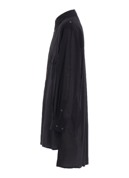 COTTON SILK LOAN OVERSIZED DOUBLE COLLAR MILITARY SHIRT