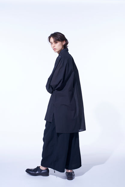COTTON SILK LOAN OVERSIZED DOUBLE COLLAR MILITARY SHIRT
