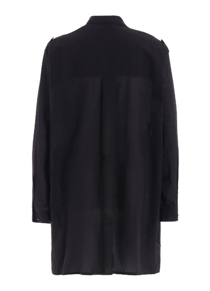 COTTON SILK LOAN OVERSIZED DOUBLE COLLAR MILITARY SHIRT