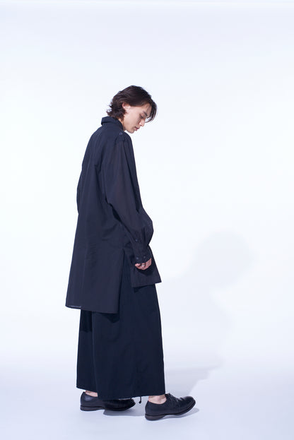 COTTON SILK LOAN OVERSIZED DOUBLE COLLAR MILITARY SHIRT