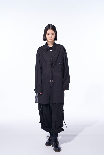 COTTON SILK LOAN OVERSIZED DOUBLE COLLAR MILITARY SHIRT