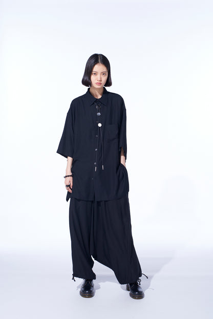 RAYON TWILL OVERSIZED SHORT-SLEEVE SHIRT