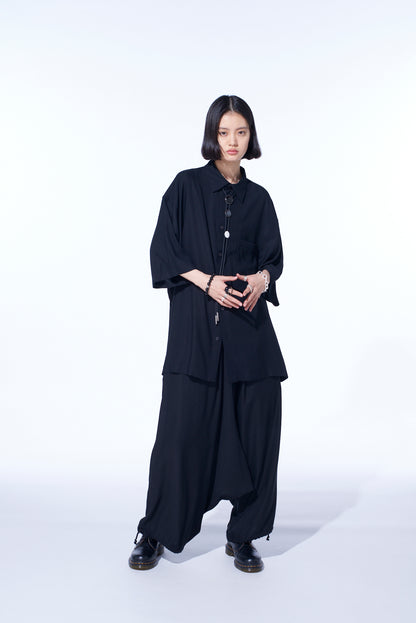RAYON TWILL OVERSIZED SHORT-SLEEVE SHIRT