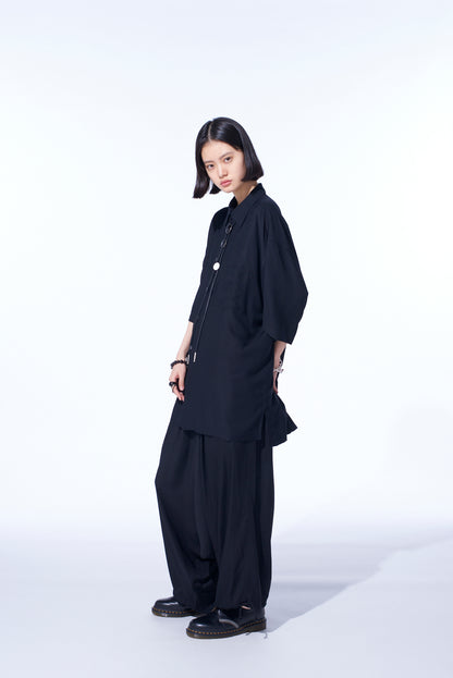 RAYON TWILL OVERSIZED SHORT-SLEEVE SHIRT