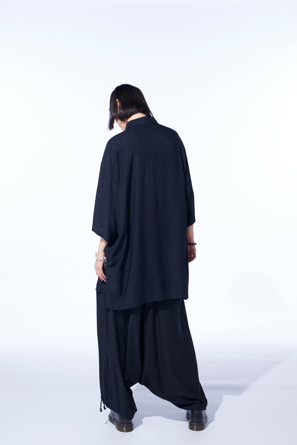 RAYON TWILL OVERSIZED SHORT-SLEEVE SHIRT