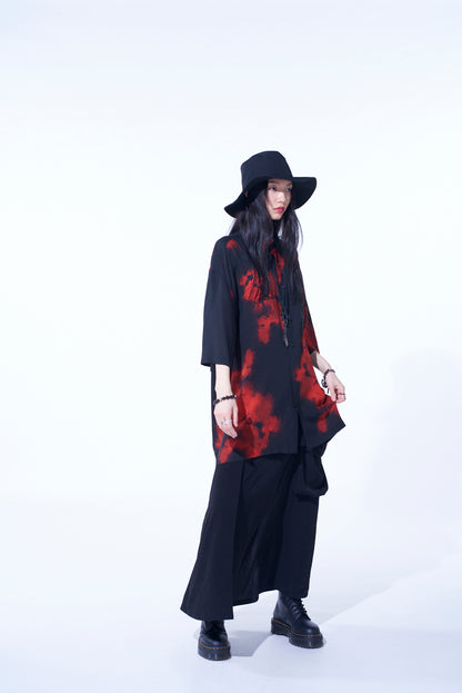 FLAMES PATTERN OVERSIZED SHORT-SLEEVE SHIRT