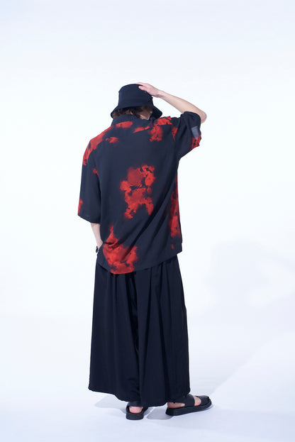 FLAMES PATTERN OVERSIZED SHORT-SLEEVE SHIRT