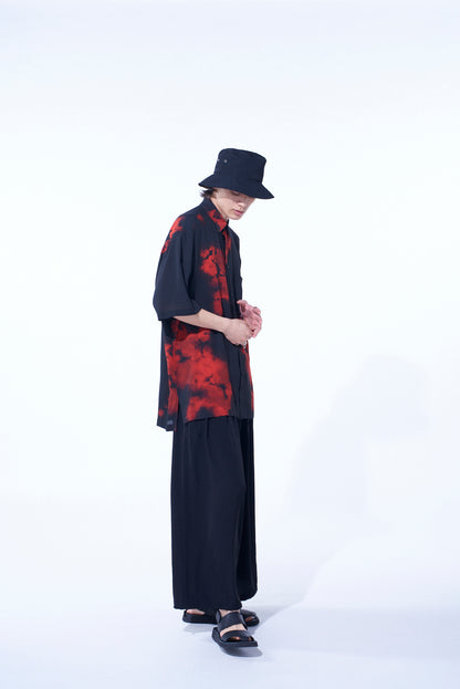 FLAMES PATTERN OVERSIZED SHORT-SLEEVE SHIRT