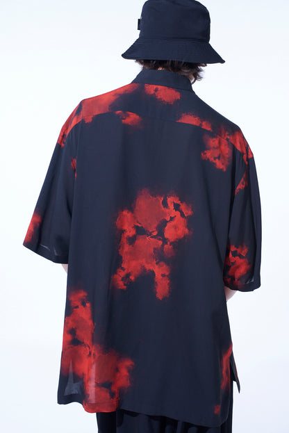 FLAMES PATTERN OVERSIZED SHORT-SLEEVE SHIRT