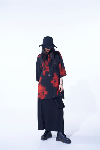 FLAMES PATTERN OVERSIZED SHORT-SLEEVE SHIRT