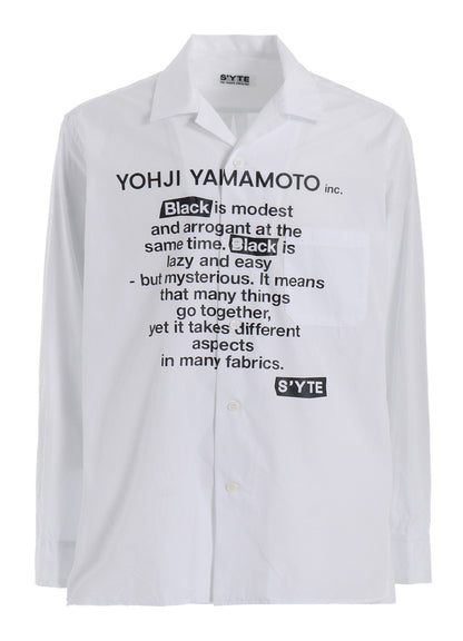 COTTON BROAD「Black is modest」MESSAGE PRINTED SHIRT