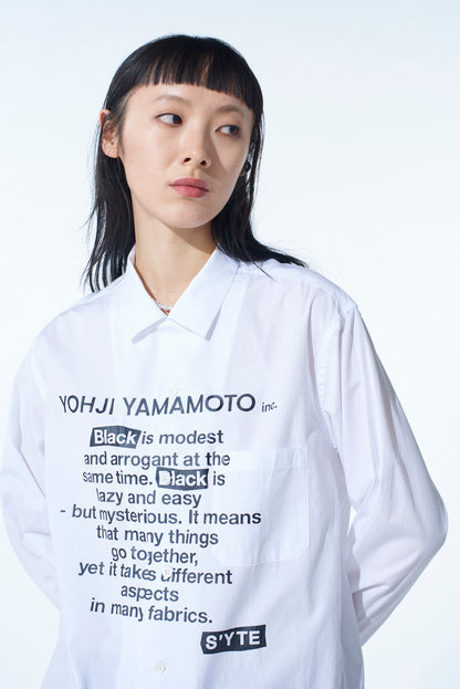 COTTON BROAD「Black is modest」MESSAGE PRINTED SHIRT