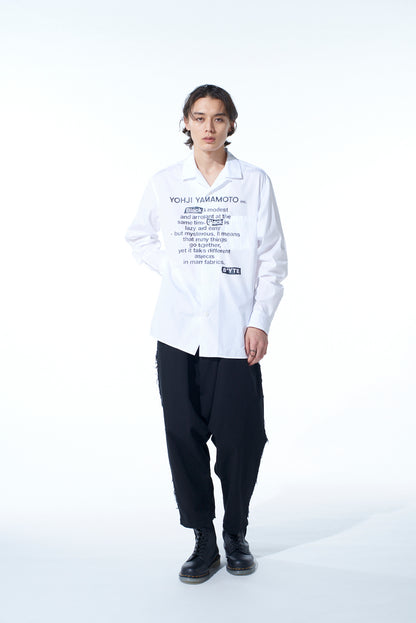 COTTON BROAD「Black is modest」MESSAGE PRINTED SHIRT