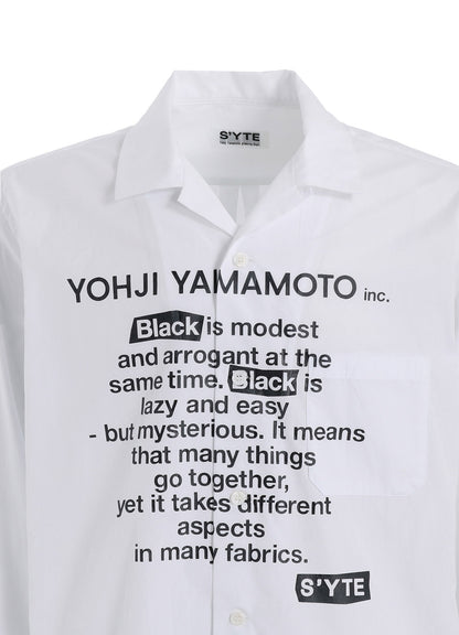 COTTON BROAD「Black is modest」MESSAGE PRINTED SHIRT