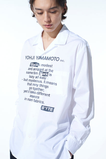 COTTON BROAD「Black is modest」MESSAGE PRINTED SHIRT