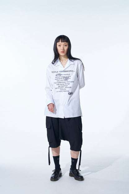 COTTON BROAD「Black is modest」MESSAGE PRINTED SHIRT