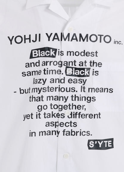 COTTON BROAD「Black is modest」MESSAGE PRINTED SHIRT