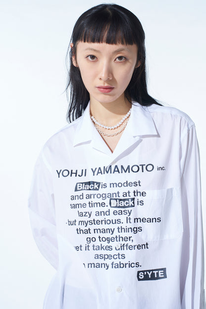 COTTON BROAD「Black is modest」MESSAGE PRINTED SHIRT
