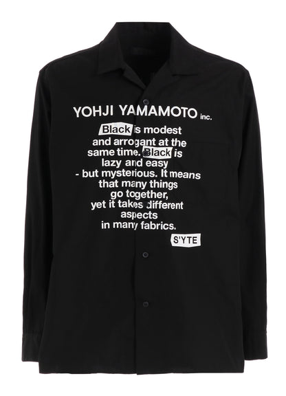 COTTON BROAD「Black is modest」MESSAGE PRINTED SHIRT