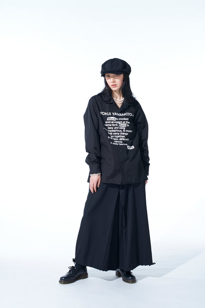COTTON BROAD「Black is modest」MESSAGE PRINTED SHIRT