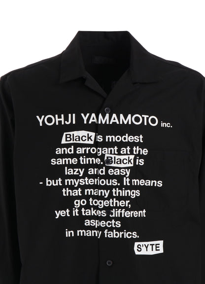 COTTON BROAD「Black is modest」MESSAGE PRINTED SHIRT