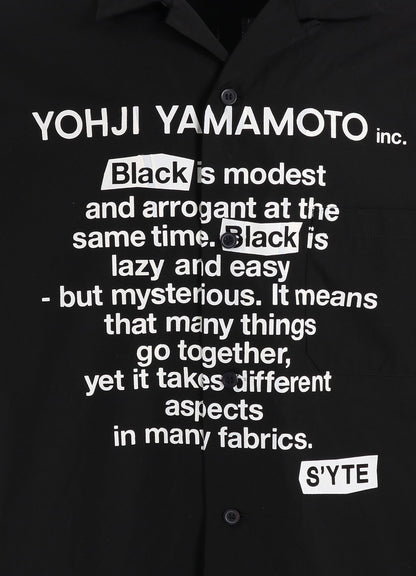COTTON BROAD「Black is modest」MESSAGE PRINTED SHIRT