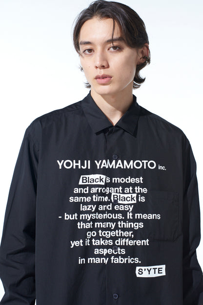 COTTON BROAD「Black is modest」MESSAGE PRINTED SHIRT