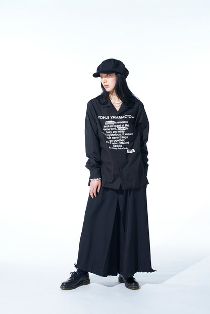 COTTON BROAD「Black is modest」MESSAGE PRINTED SHIRT