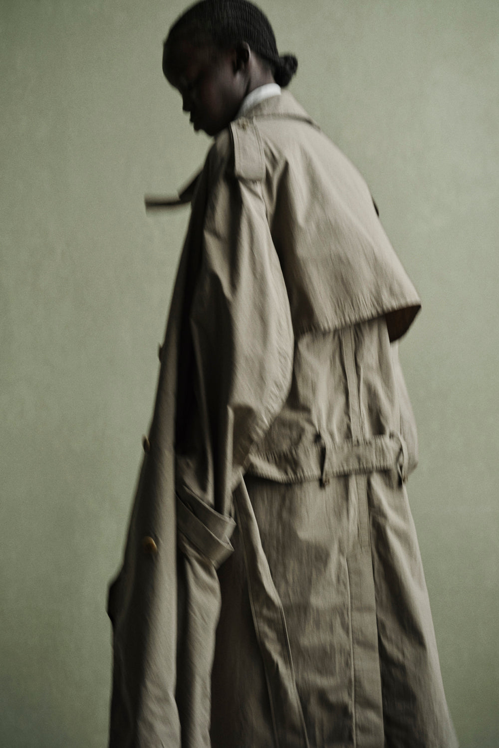BRUSHED WASHER FINISH BROAD TRENCH COAT