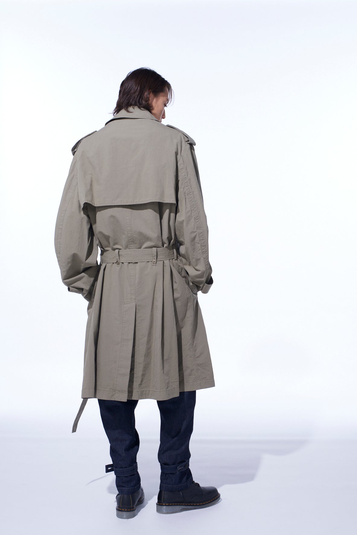 BRUSHED WASHER FINISH BROAD TRENCH COAT