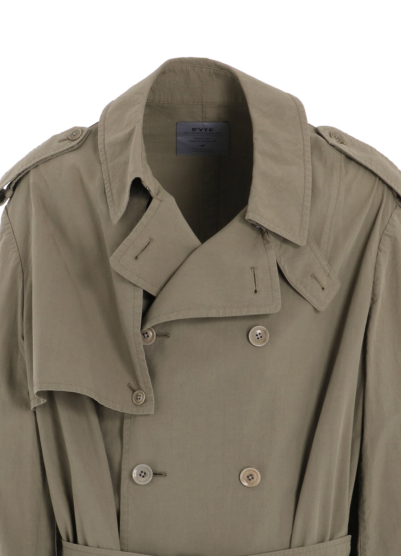 BRUSHED WASHER FINISH BROAD TRENCH COAT