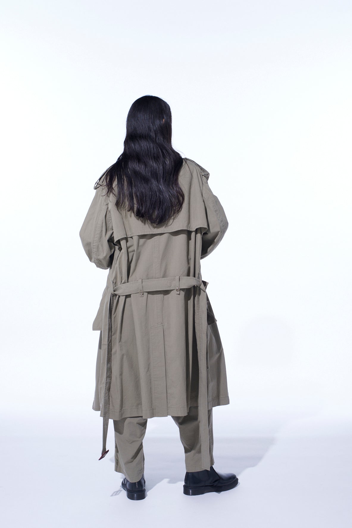 BRUSHED WASHER FINISH BROAD TRENCH COAT