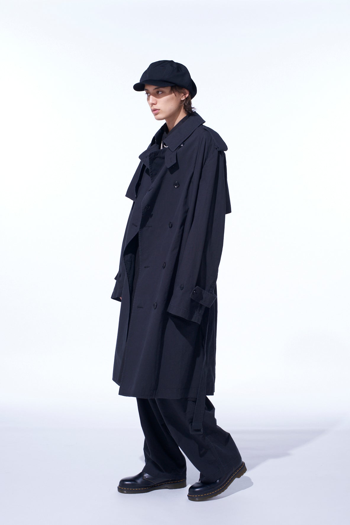 BRUSHED WASHER FINISH BROAD TRENCH COAT