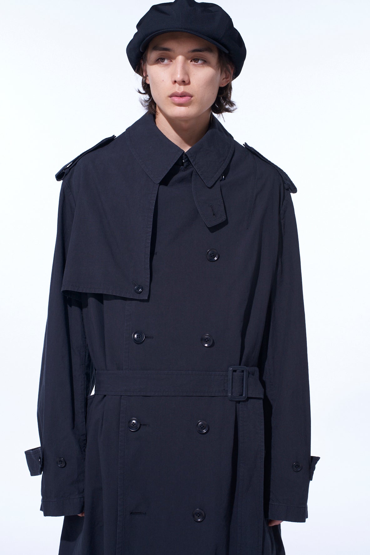 BRUSHED WASHER FINISH BROAD TRENCH COAT