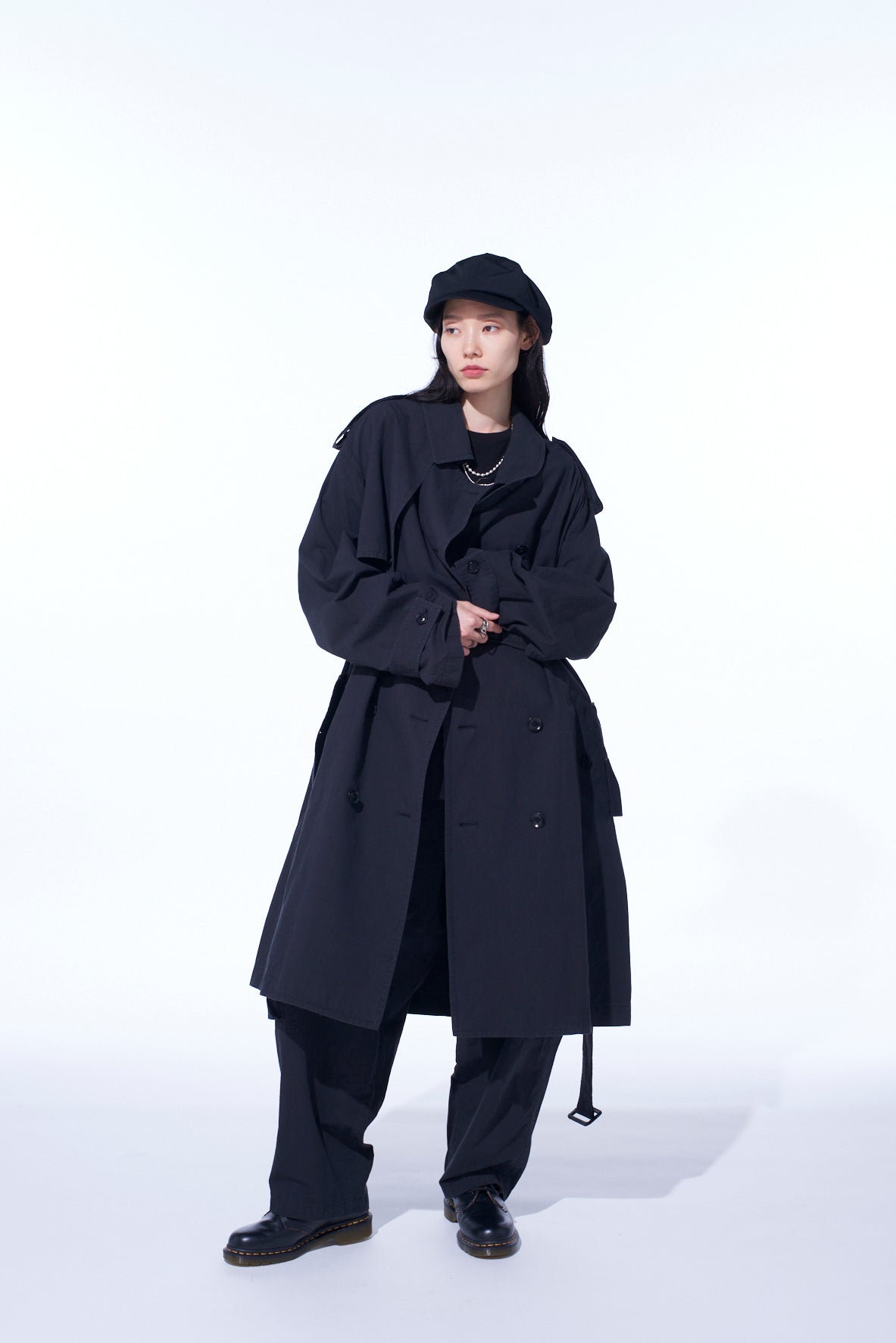 BRUSHED WASHER FINISH BROAD TRENCH COAT