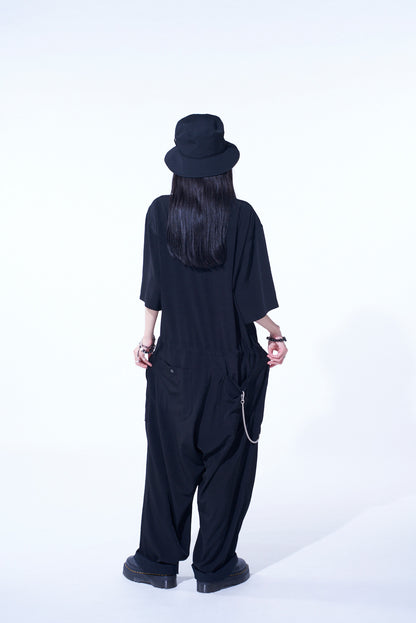 CREPE de CHINE SHORT SLEEVE MILITARY ALL-IN-ONE