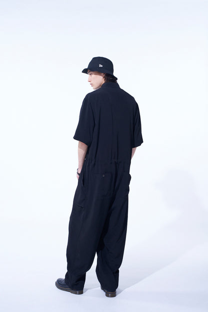 CREPE de CHINE SHORT SLEEVE MILITARY ALL-IN-ONE