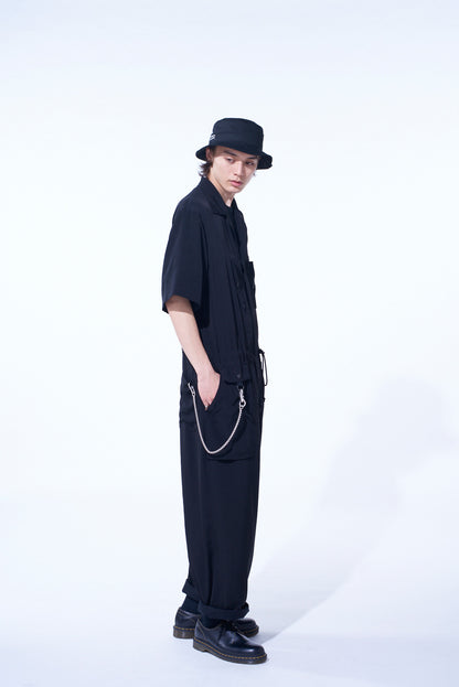 CREPE de CHINE SHORT SLEEVE MILITARY ALL-IN-ONE
