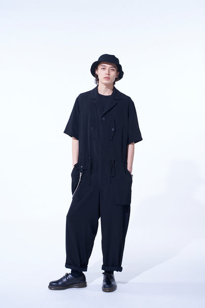 CREPE de CHINE SHORT SLEEVE MILITARY ALL-IN-ONE