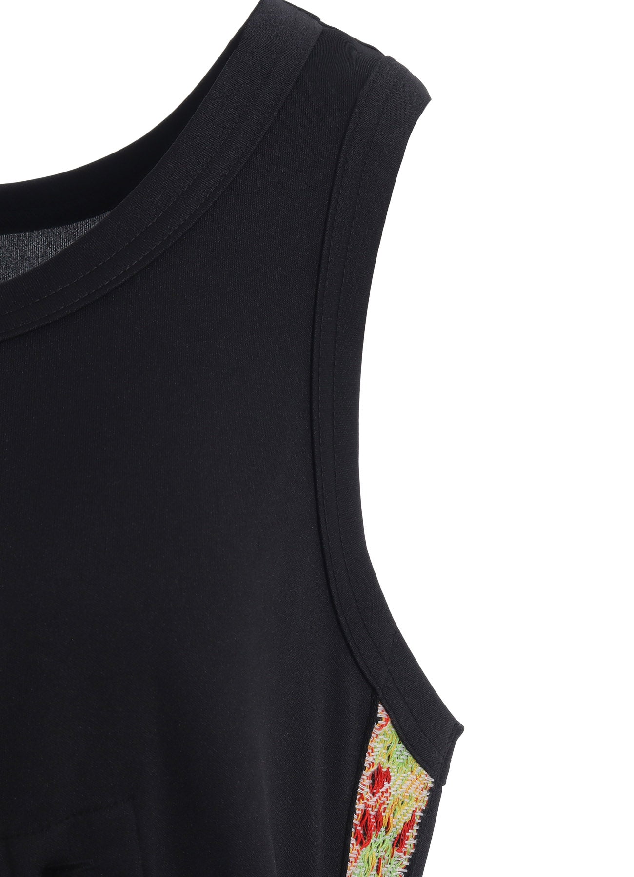PE/SMOOTH JERSEY STRINGS GATHERED DRESS WITH TYROLEAN TAPES
